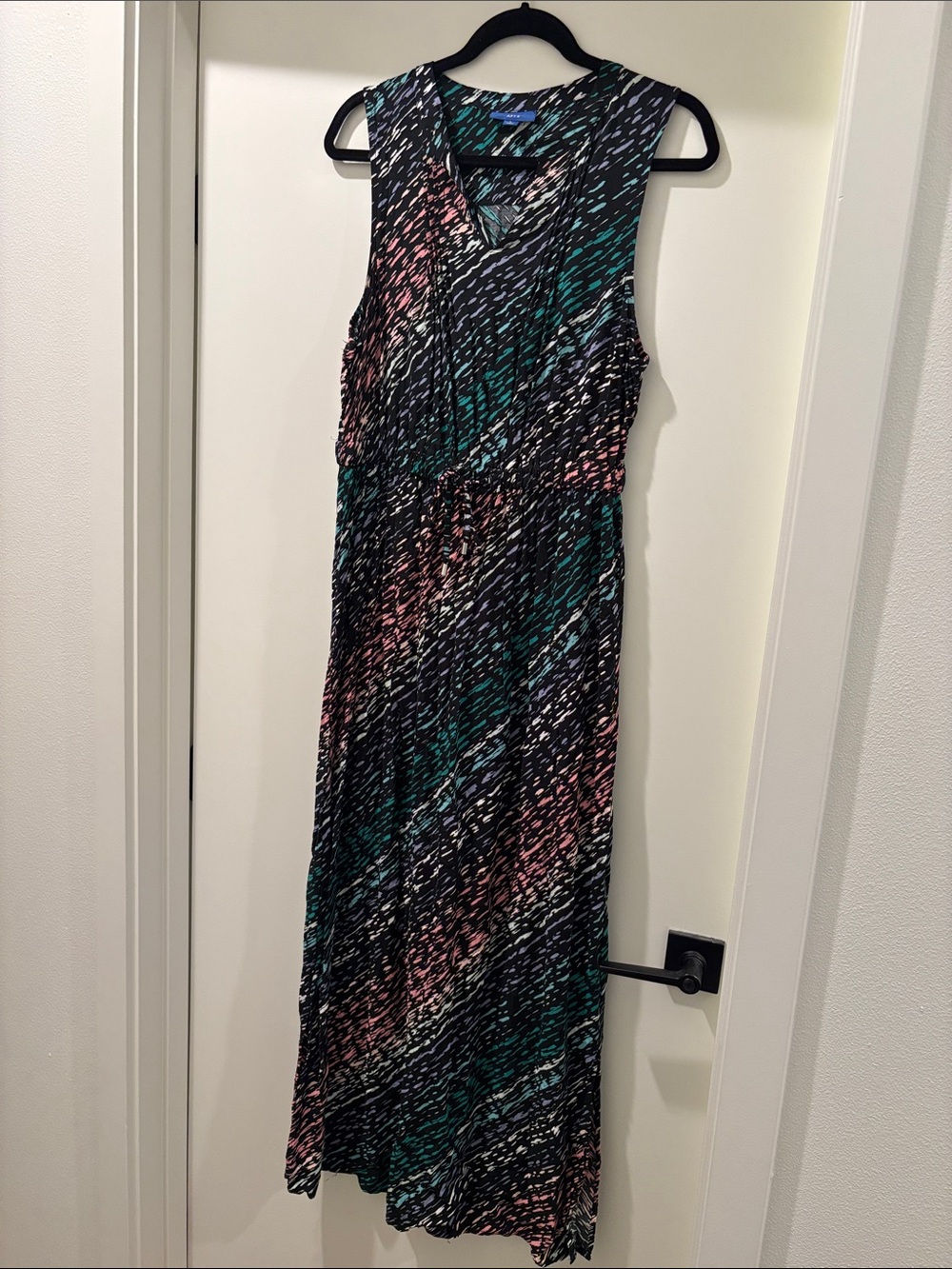 Apt. 9 Sleeveless Maxi Dress in Black, Teal & Pink